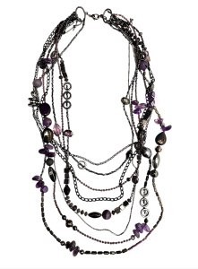 Колье " Фиолетовые ночи" с миксом натуральных камней