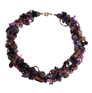 Колье "Аметистовое волшебство" с миксом природных камней