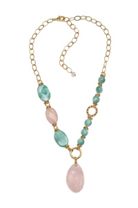 Колье из микса полудрагоценных и искусственных вставок (бижутерия)