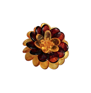 Брошь с натуральным янтарем (бижутерия)