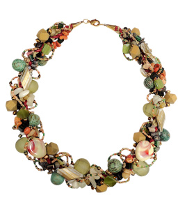 Колье "Остров в тени олив" с миксом натуральных камней