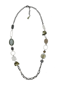 Колье из микса полудрагоценных и искусственных вставок (бижутерия)