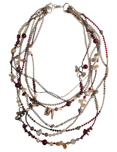 Колье "Гранатовые сумерки" с миксом натуральных камней