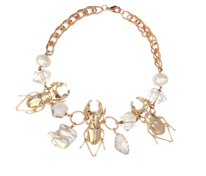 Колье с жемчугом и кварцем