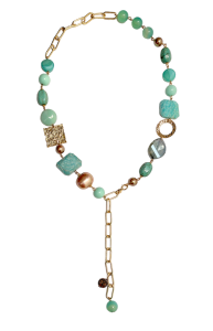 Колье из микса полудрагоценных и искусственных вставок (бижутерия)
