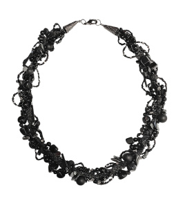 Колье "Чёрный бархат" с миксом природных камней