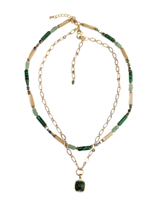 Комплект колье "Эрмитаж" с имитацией малахита, перламутром и гематитом