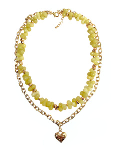 Колье "Рандеву" с жадеитом, гаматитом и вулканической лавой